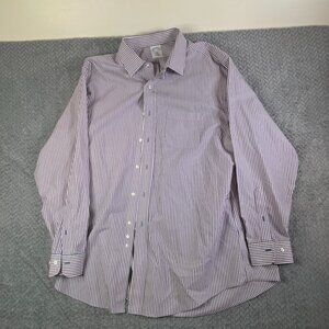 Brooks Brothers 1818 Regent Blue White Stripe Dress Shirt Mens 17.5 34/35 L XL